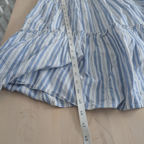 NWT! LUCKY BRAND Blue and White Ruched Midi Sundress - Picture 5 of 12